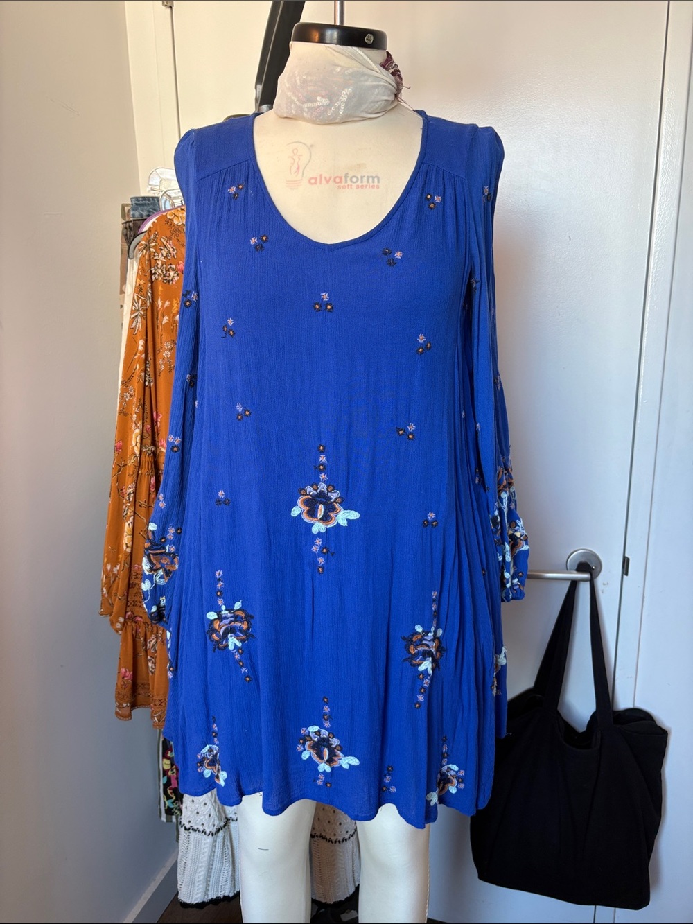 Free People Cobalt Blue Floral Mini Dress